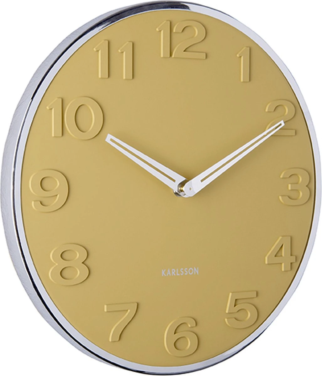 Karlsson Wandklok New Original Numbers - Mosterdgeel - Ø30cm - Afbeelding 7