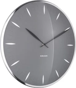 Karlsson Wandklok Leaf - Donkergrijs, Bol Glas - Ø40cm