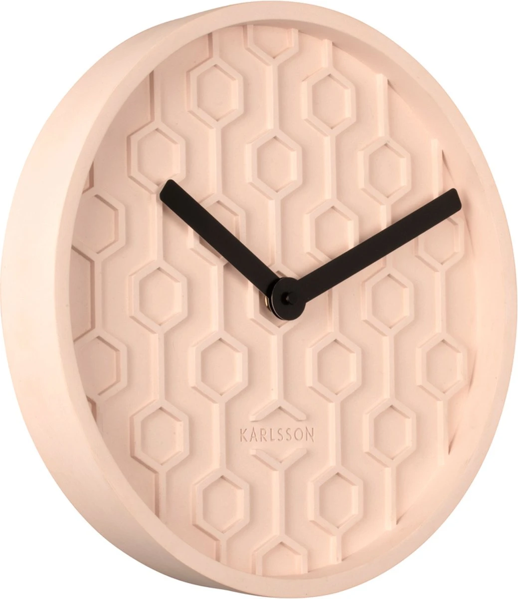 Karlsson Wandklok Honeycomb - Beton - Roze