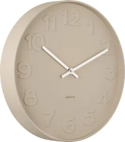 Karlsson Wandklok Mr. Brown Numbers - Zandbruin Behuizing - Ø37,5cm