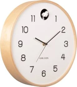 Karlsson Wall Clock Natural Cuckoo Birch Wood White