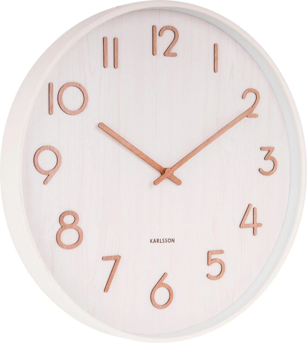 Karlsson Wandklok Pure - Wit Lindehout - Ø40cm - Afbeelding 4