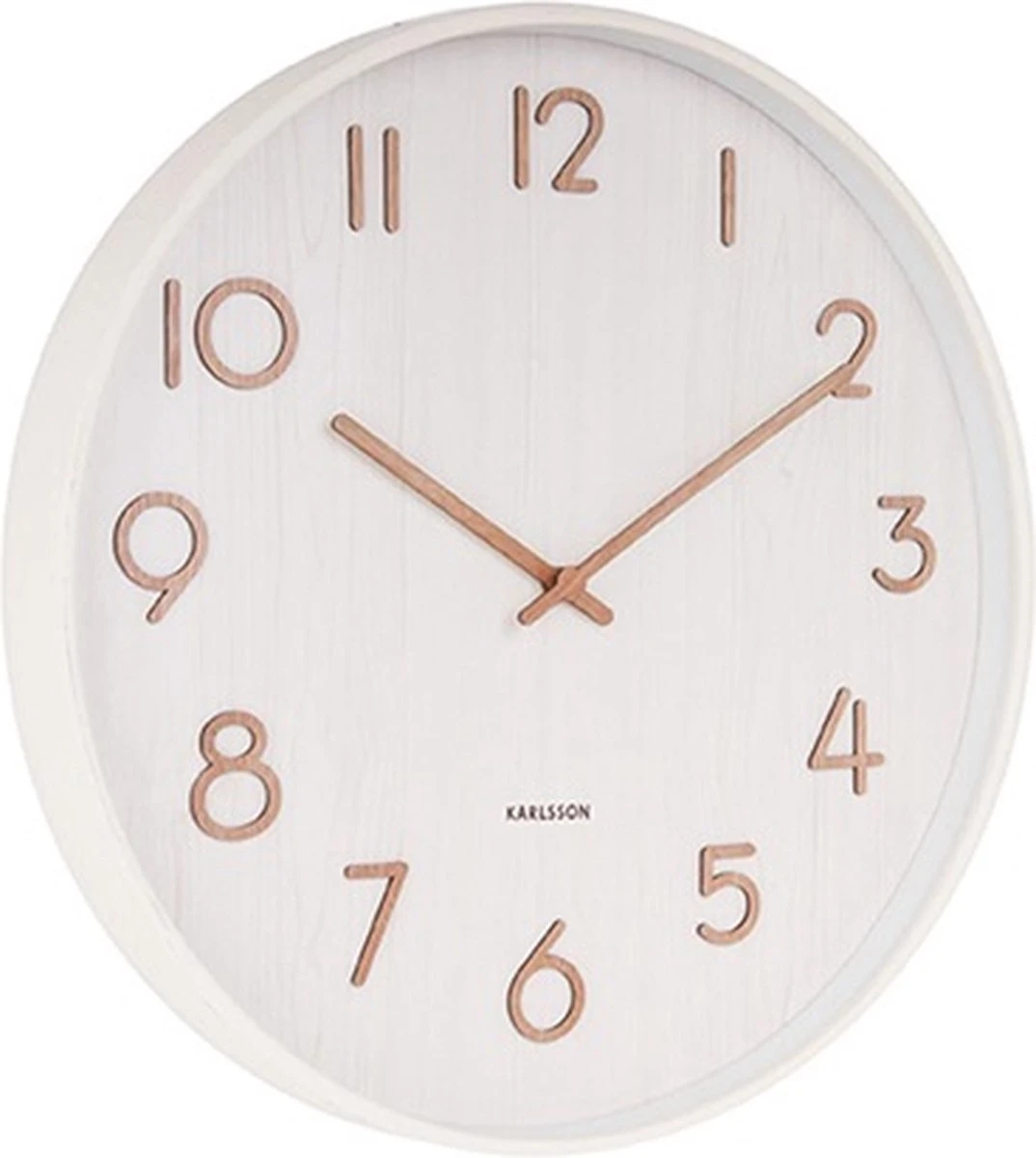 Karlsson Wandklok Pure - Wit Lindehout - Ø40cm - Afbeelding 3