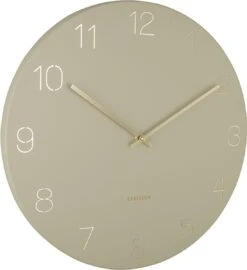 Karlsson Wandklok Charm - Gegraveerde Cijfers - Olijfgroen - Ø40cm