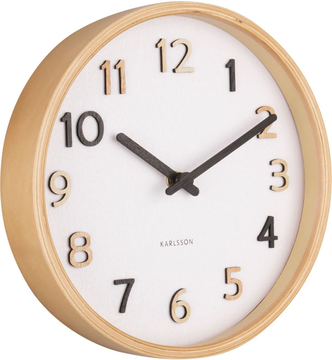 Karlsson Wandklok Pure Wood - Small - Nerven Multicolour - Ø22cm - Afbeelding 2