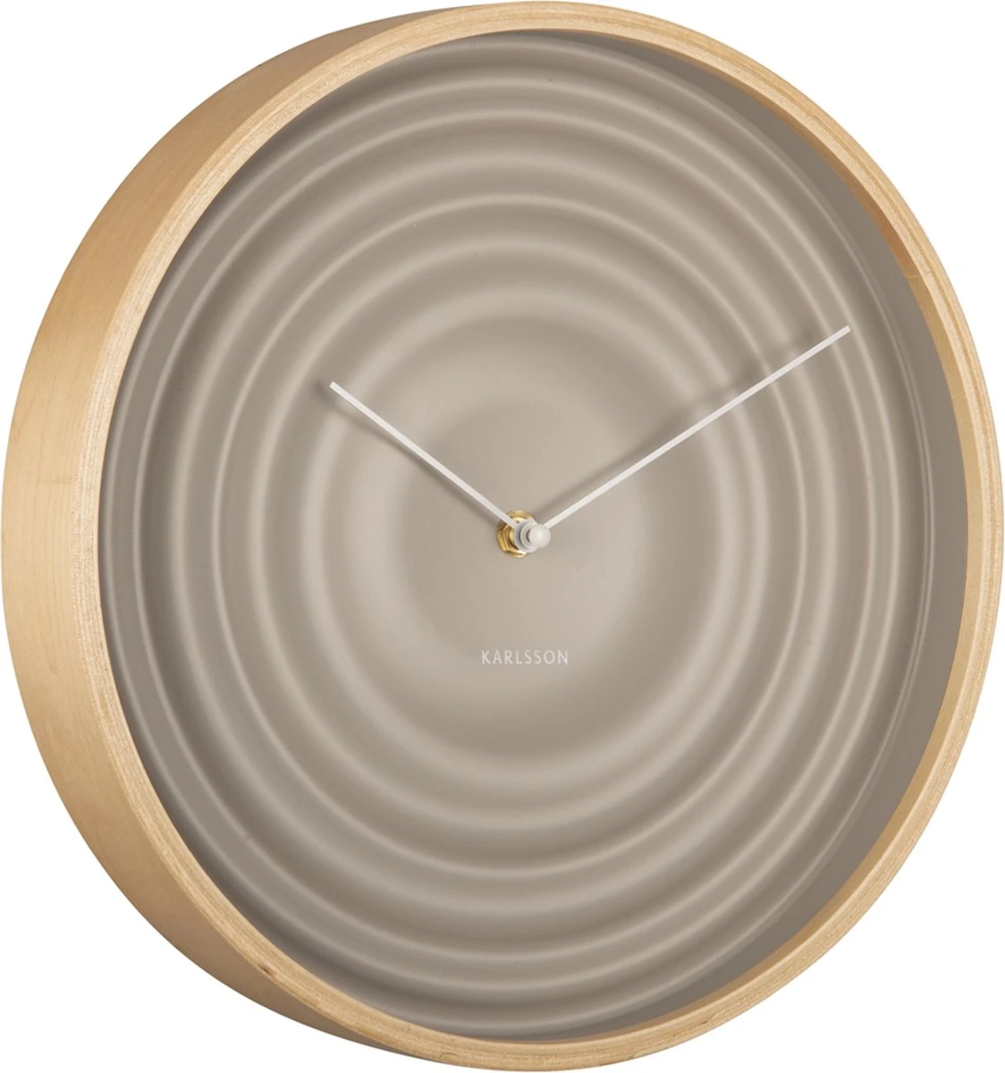 Karlsson Wandklok - Scandi Ribble - Mat - Warm Grijs - Houten Kast
