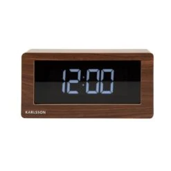 Karlsson - Table Clock Boxed LED Dark Wood Veneer