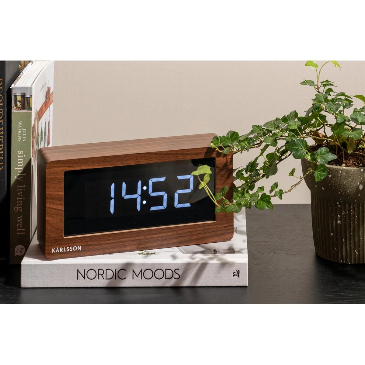 Karlsson - Table Clock Boxed LED Dark Wood Veneer - Afbeelding 2