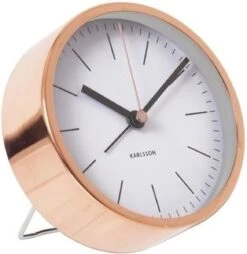 Karlsson Minimal Wekker - Staal - Ø10cm - Wit - Koper