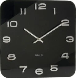 Karlsson Wandklok Vintage - Zwart Glas - 35x35cm