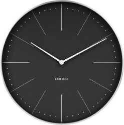 Karlsson Wandklok Normann Station - Zwart, Geborsteld Case - Ø37,5cm