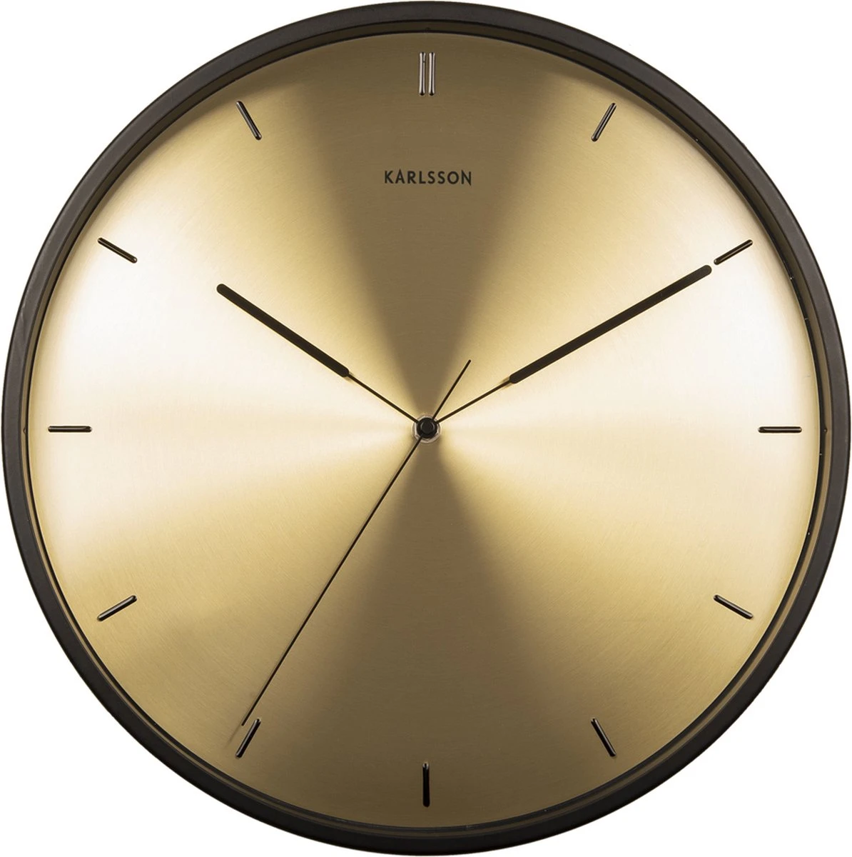 Karlsson Wandklok - Finesse - Gouden Wijzerplaat - Zwarte Behuizing - Afbeelding 4