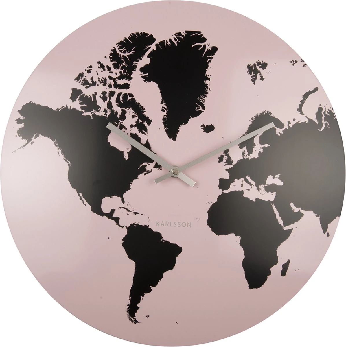 Karlsson Wall Clock World Map Metal Light Pink - Afbeelding 2