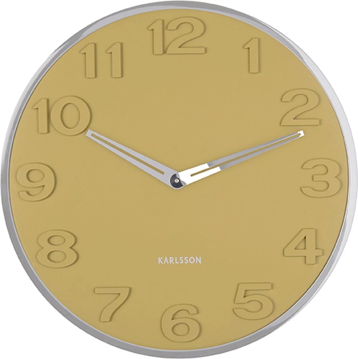 Karlsson Wandklok New Original Numbers - Mosterdgeel - Ø30cm