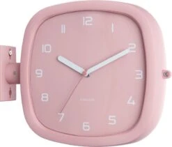 Karlsson Wandklokken Wall Clock Doubler Rubberized White Roze