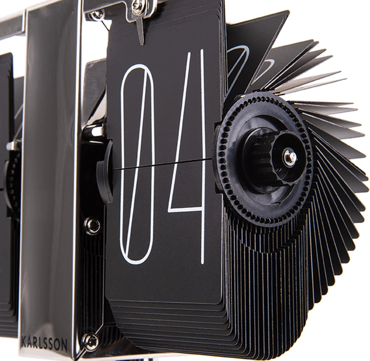 Karlsson Flipklok No Case Mini - Zwart - Chroom Standaard - 20,6x7,5cm - Afbeelding 5