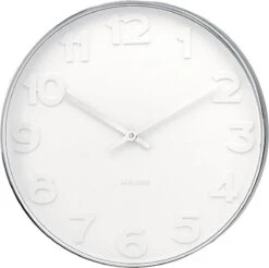 Karlsson Wandklok Mr. White Numbers - Staal Gepolijst - Ø51cm