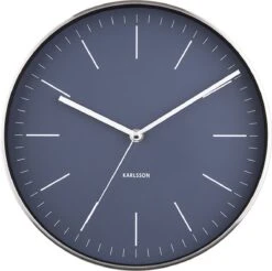 Karlsson Wandklok Minimal - Nachtblauw, Nikkel Behuizing - Ø27,5cm