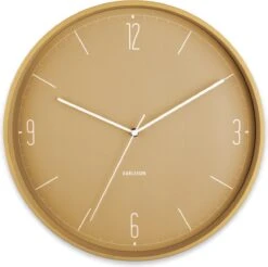 Karlsson Wandklok Numbers & Lines - IJzer Mat Okergeel - Ø40cm