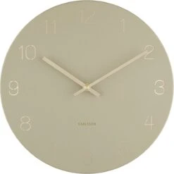 Karlsson Wandklok Charm - Gegraveerde Nummers - Olijfgroen - Ø35cm