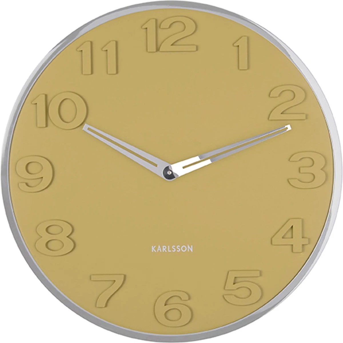 Karlsson Wandklok New Original Numbers - Mosterdgeel - Ø30cm - Afbeelding 3