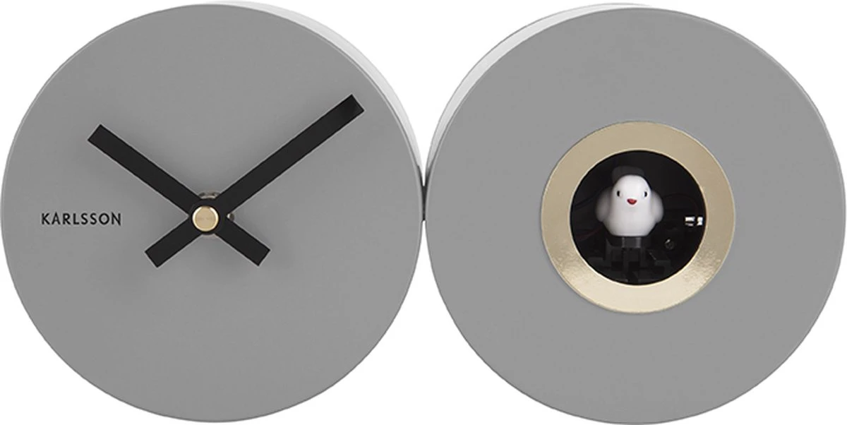 Karlsson Wall Clock Duo Cuckoo Matt Mouse Grey