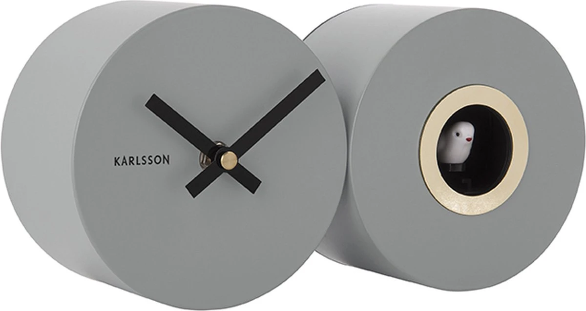 Karlsson Wall Clock Duo Cuckoo Matt Mouse Grey - Afbeelding 4