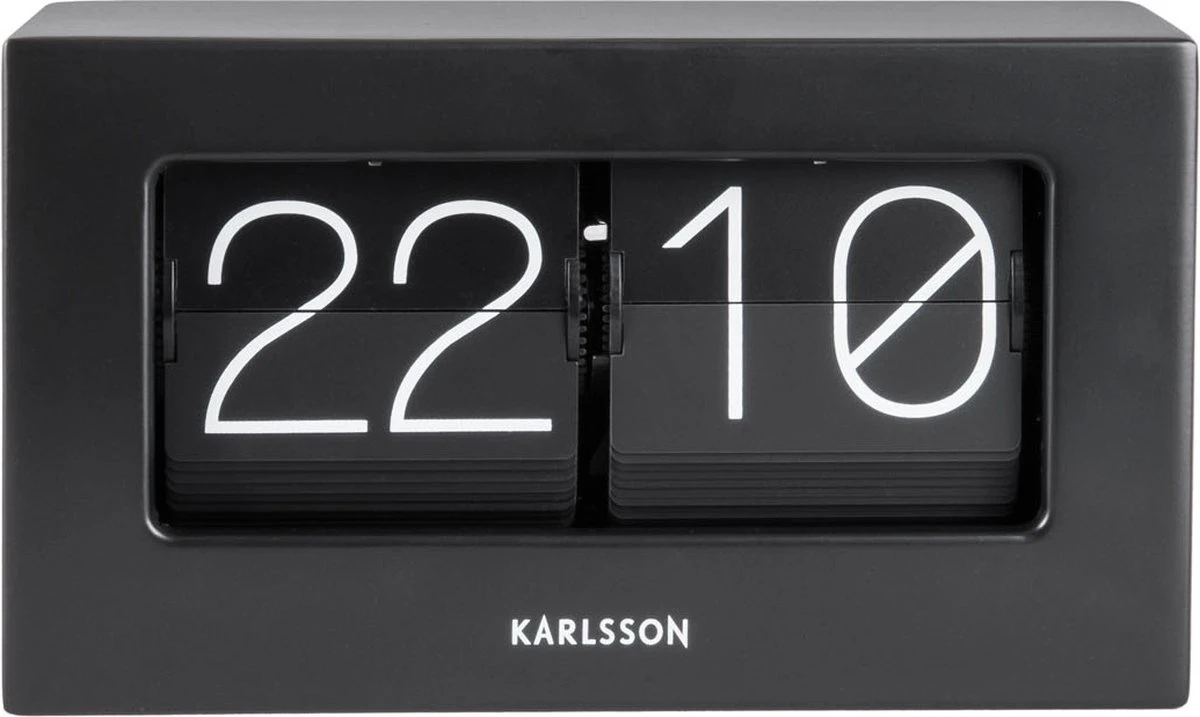 Karlsson Tafelklok Boxed Flip - Mat Zwart - 20,5x7x11,5cm - Afbeelding 2