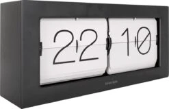 Karlsson Wand- / Tafelklok - Boxed Flip XL - Mat Zwart - Grijze Flips