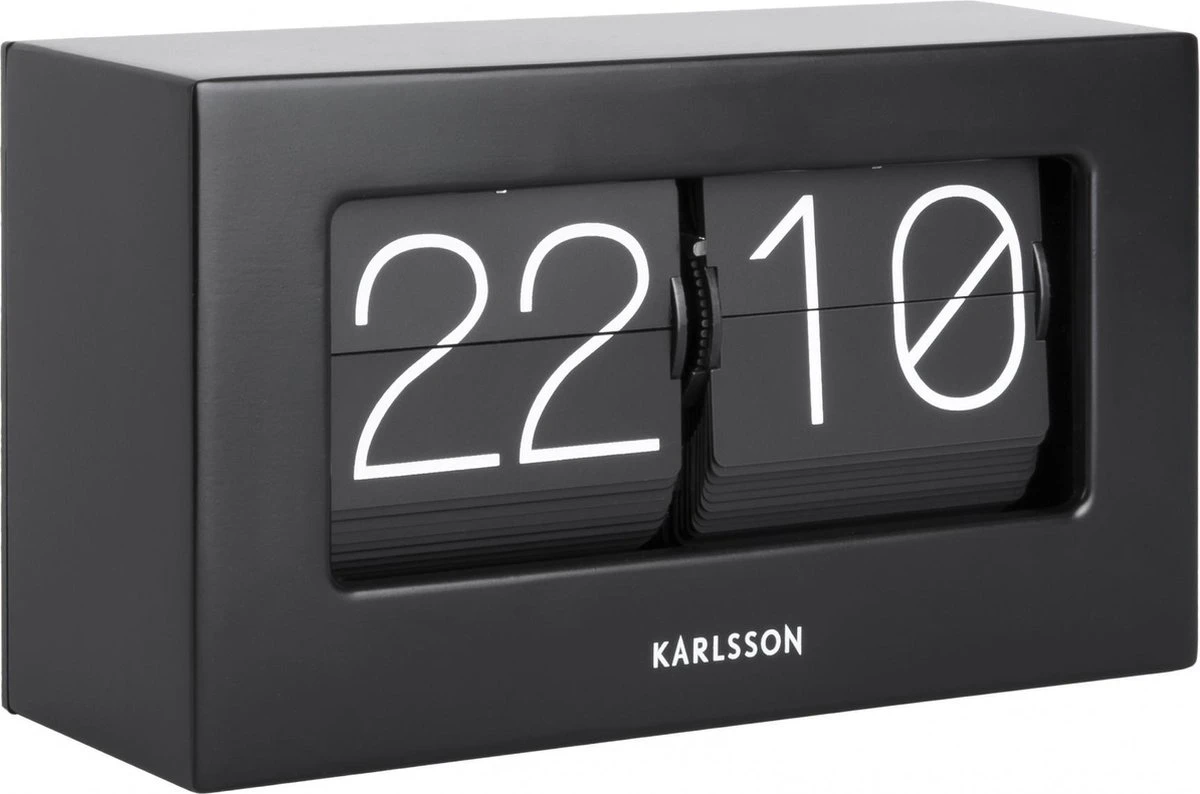 Karlsson Tafelklok Boxed Flip - Mat Zwart - 20,5x7x11,5cm - Afbeelding 3