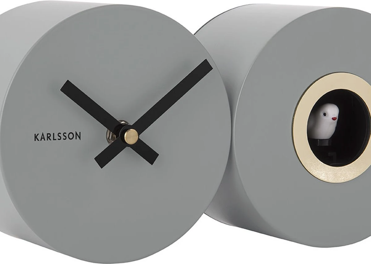 Karlsson Wall Clock Duo Cuckoo Matt Mouse Grey - Afbeelding 2