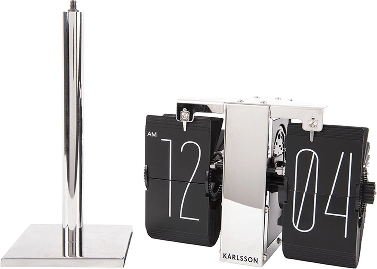 Karlsson Flipklok No Case Mini - Zwart - Chroom Standaard - 20,6x7,5cm - Afbeelding 9