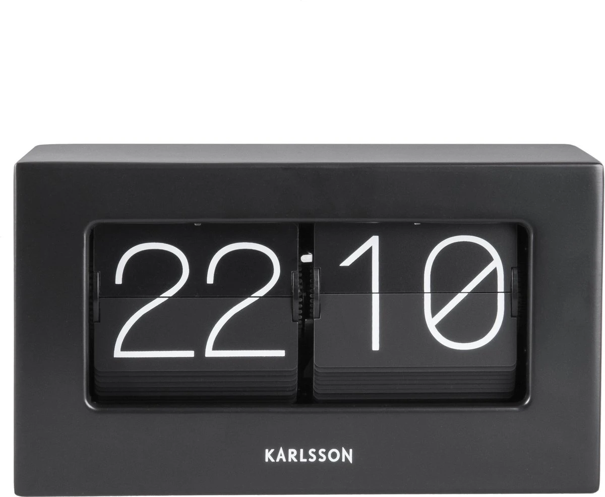 Karlsson Tafelklok Boxed Flip - Mat Zwart - 20,5x7x11,5cm