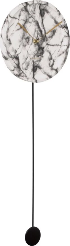 Karlsson Wandklok - Pendule Longue - Marmer Print - Wit