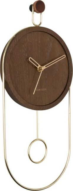 Karlsson Wall Clock Swing Pendulum Dark Wood Veneer