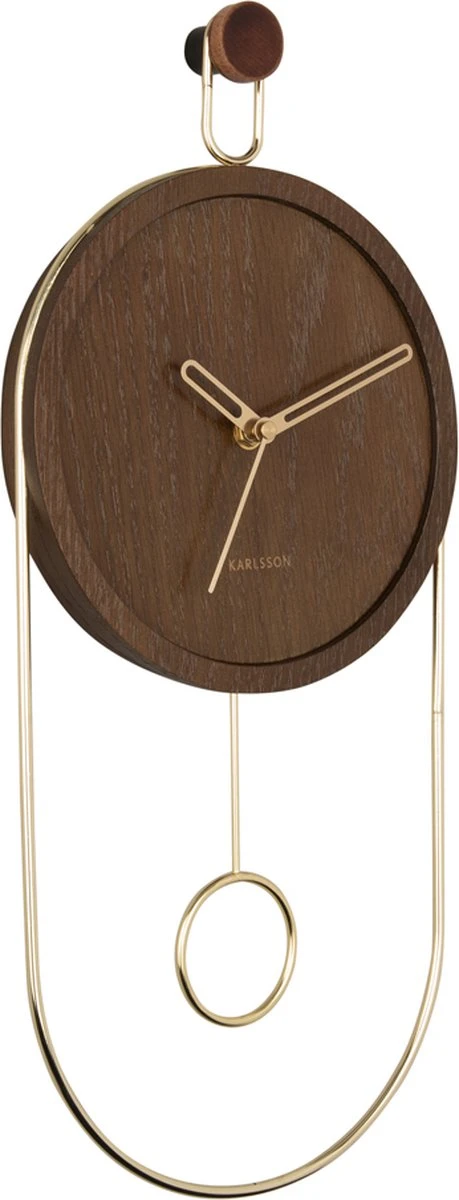 Karlsson Wall Clock Swing Pendulum Dark Wood Veneer