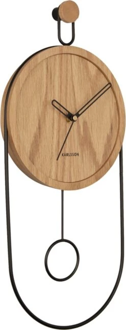Karlsson Wall Clock Swing Pendulum Light Wood Veneer