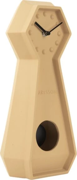 Karlsson Table Clock Genuine Pendulum Ceramic Latte Brown