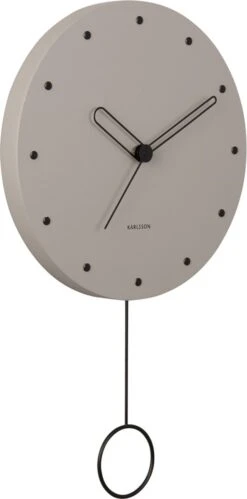 Karlsson Wall Clock Studs Pendulum Wood Warm Grey