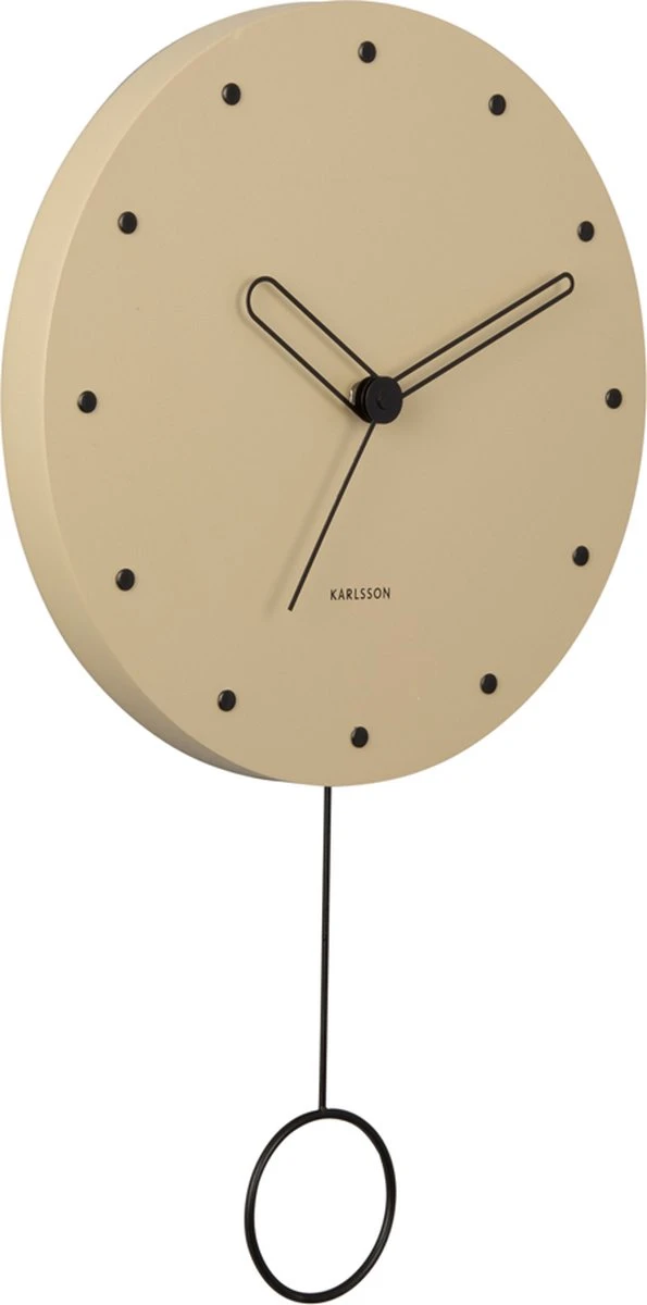 Karlsson Wall Clock Studs Pendulum Wood Sand Brown