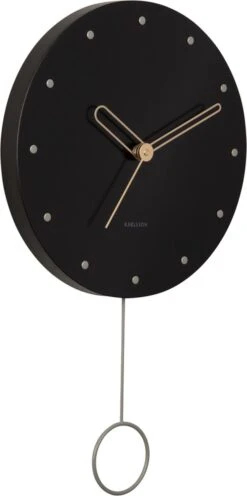 Karlsson Wall Clock Studs Pendulum Wood Black
