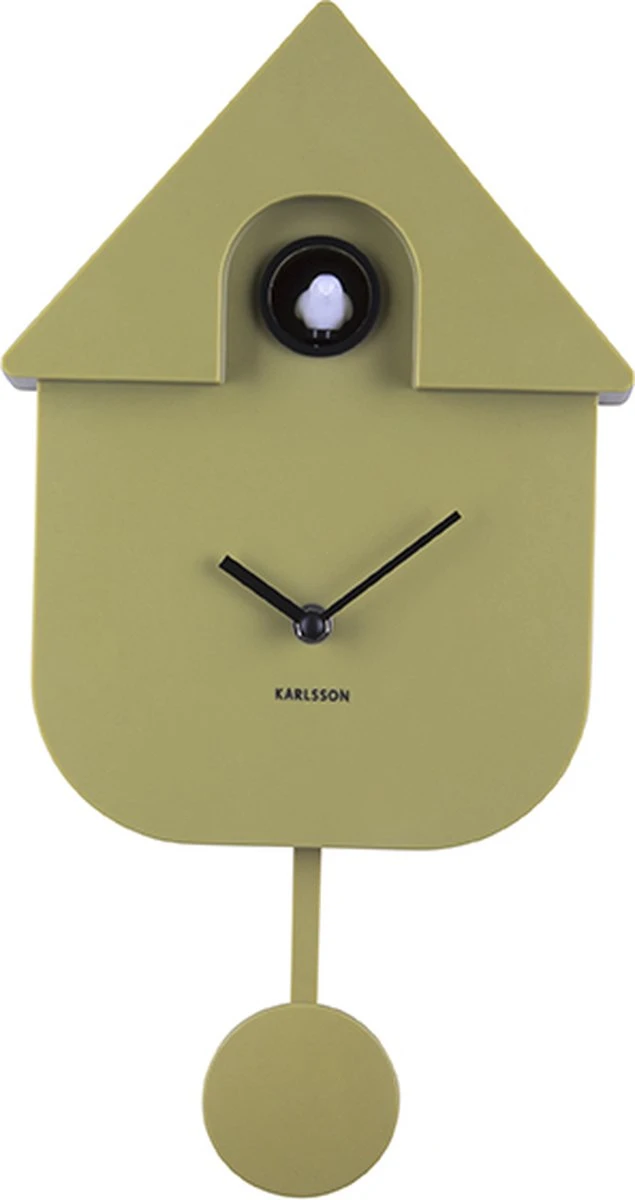 Karlsson Wandklok - Modern Cuckoo - Olijfgroen