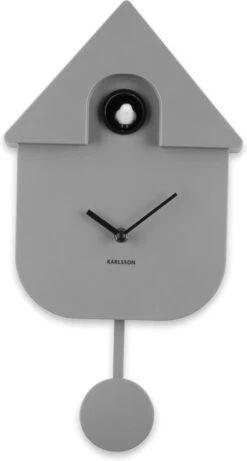 Karlsson Wall Clock Modern Cuckoo Mouse Grey