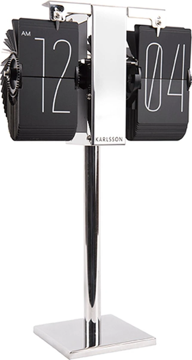 Karlsson Flipklok No Case Mini - Zwart - Chroom Standaard - 20,6x7,5cm - Afbeelding 10