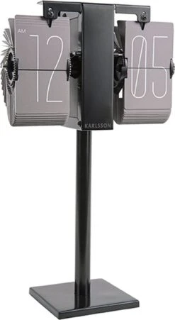 Karlsson Flipklok No Case Mini - Warm Grijs - Zwarte Standaard - 20,6x7,5cm