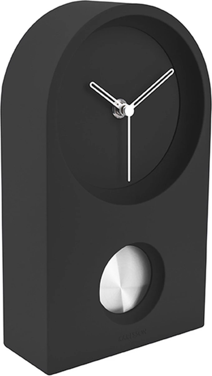 Karlsson Wand-/Tafelklok Taut - Rubberized Zwart - 25x15x6cm - Afbeelding 5