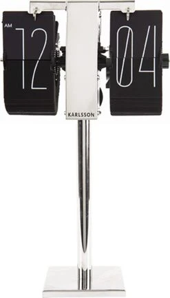 Karlsson Flipklok No Case Mini - Zwart - Chroom Standaard - 20,6x7,5cm