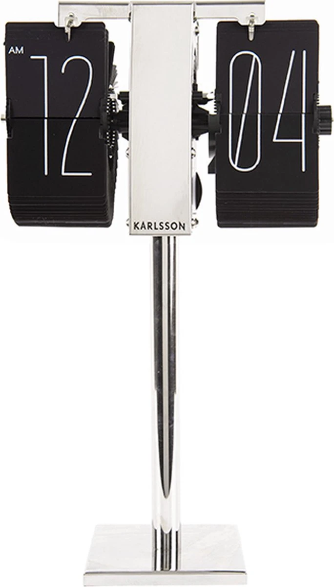 Karlsson Flipklok No Case Mini - Zwart - Chroom Standaard - 20,6x7,5cm