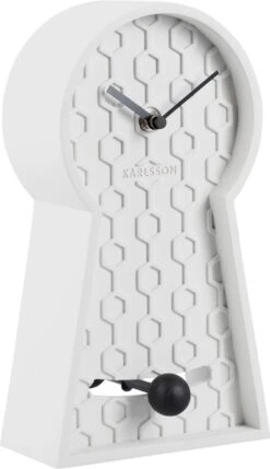 Karlsson Tafelklok Honeycomb Pendulum - Beton - Wit