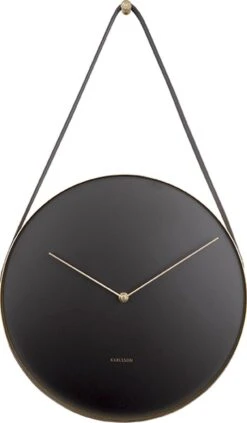 Karlsson Wandklok Belt - Metaal Zwart - Ø34cm